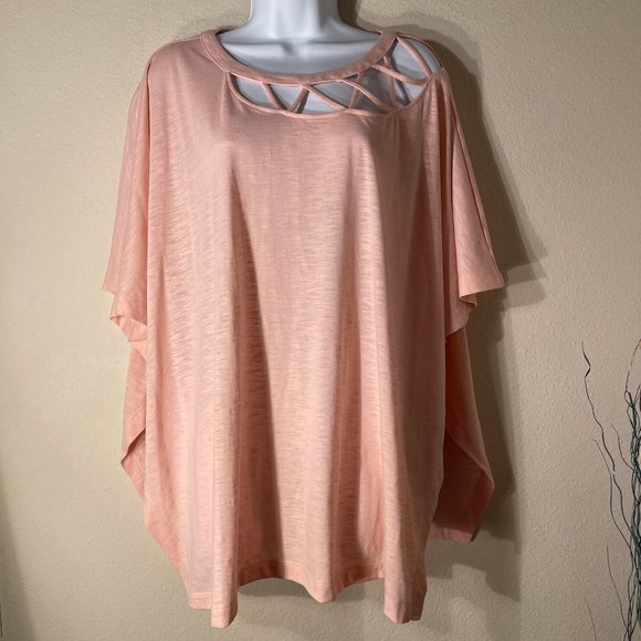 Cut The Frills Oversized Top Poncho Shawl Pink One Size Fits Most S-1X New - Picture 1 of 7